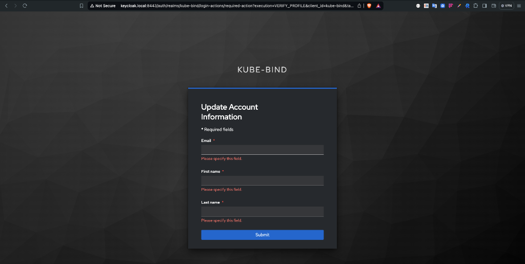 Keycloak Update Account