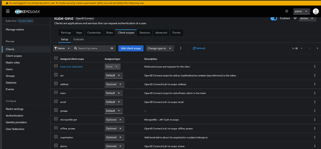 Keycloak Assign Scopes